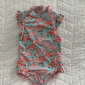 Girls Ruffle Butts Fab Flamingo Flutter One Piece Bathing Suit